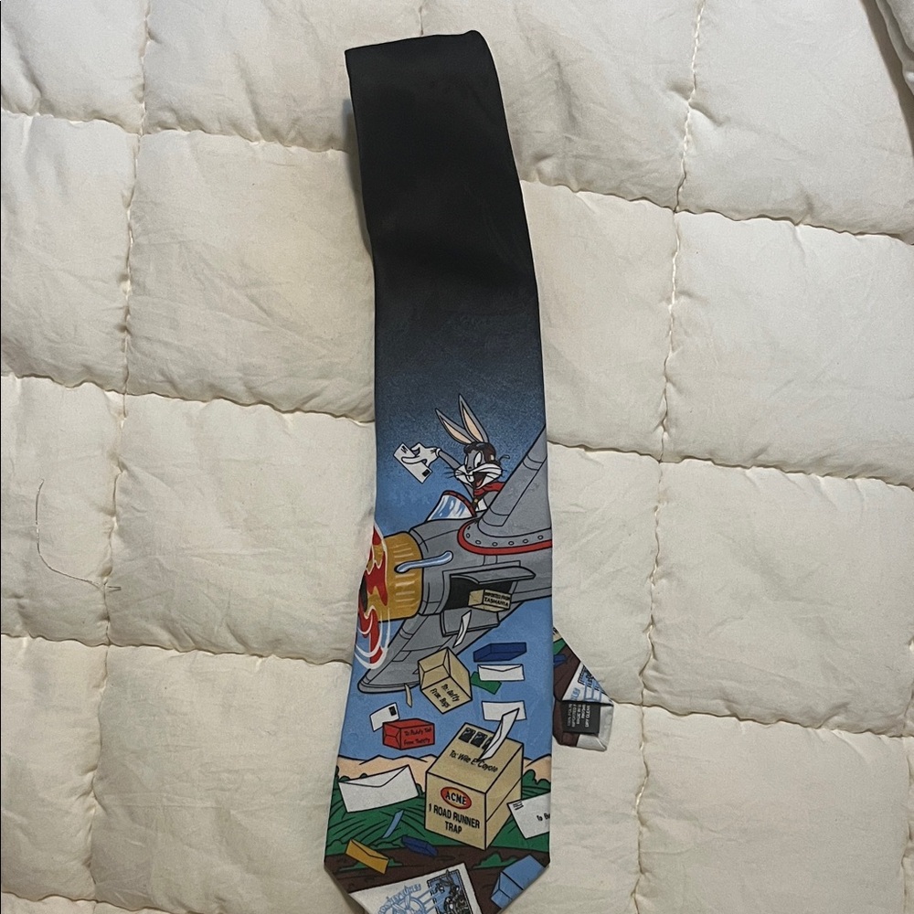 Warner Bros. Black and Blue Cartoon Tie